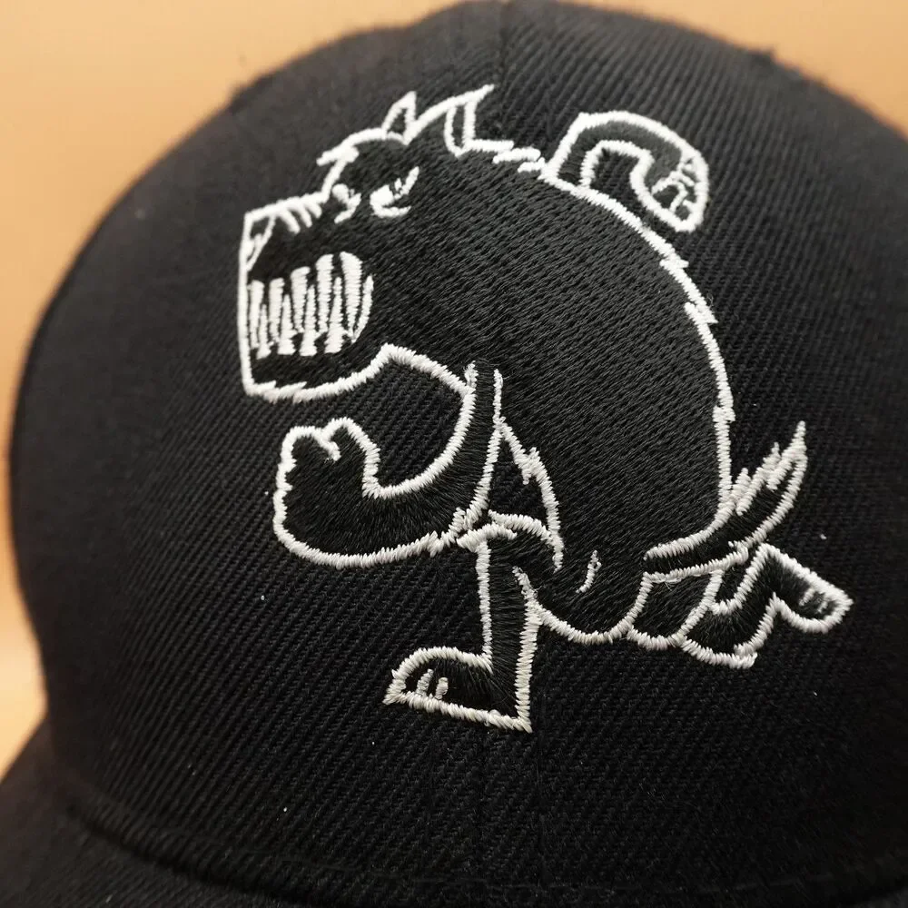 Angry Dog Hat Cap Snap Back Embroidered Cartoon Graphic Yupoong Mens Classic